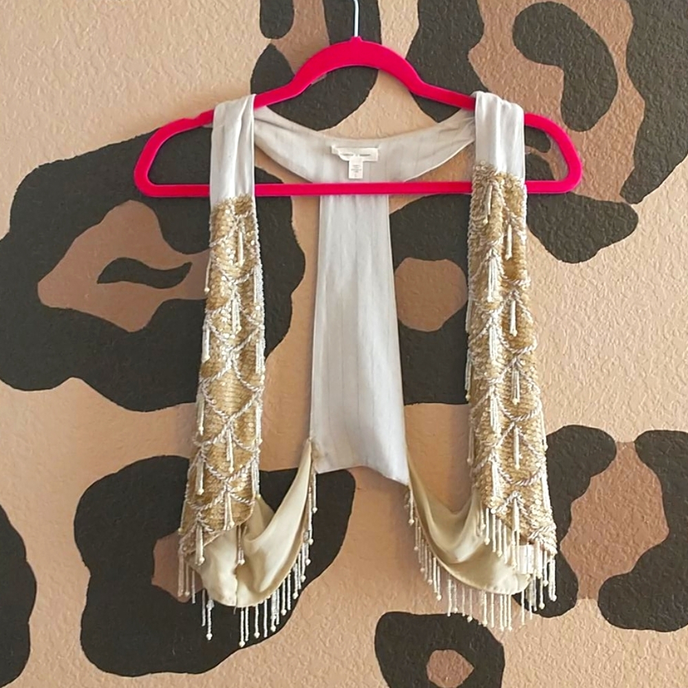silence + noise Gold Sequin Vest